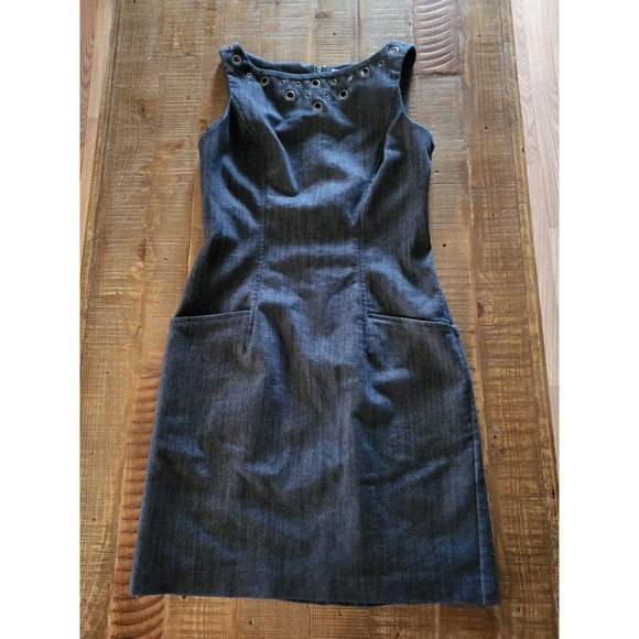 Jessica Simpson Size 4 Denim Blue Dress Eyelet Bodycon Stretch Knee Length - Picture 1 of 8